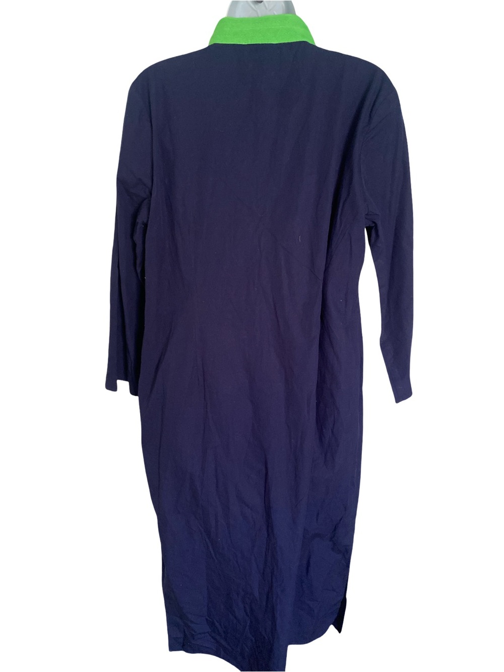 Sail to Sable Navy Midi Dress with Lime Green V-Trim - L - Picture 4 of 5
